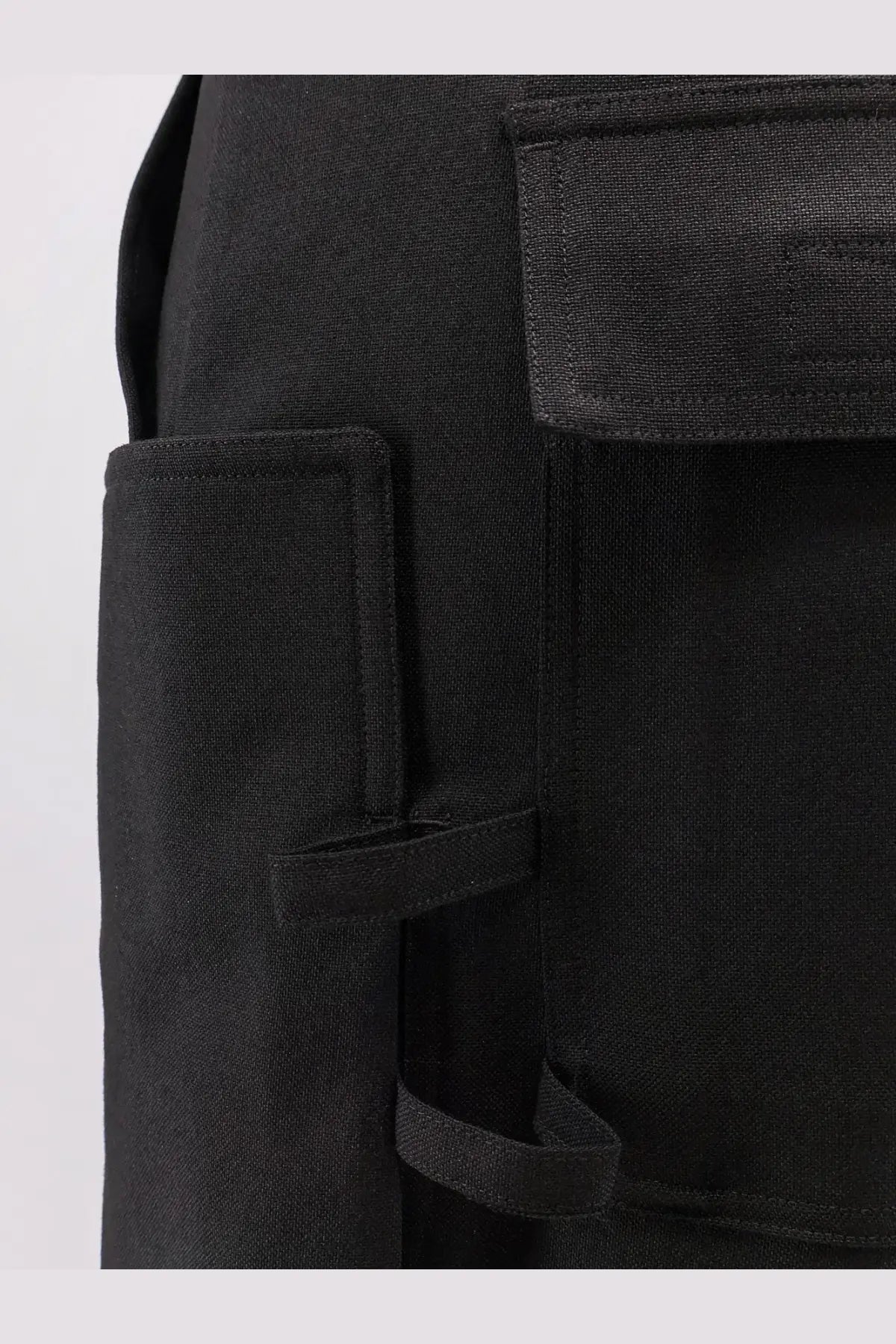 Rick owens men’s stefan cargo trousers in black virgin wool with reinforced flap pockets and adjustable straps