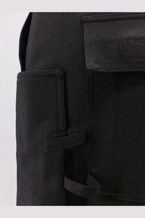 Rick owens men’s stefan cargo trousers in black virgin wool with reinforced flap pockets and adjustable straps