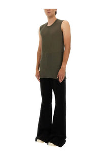 Olive green sleeveless tank top by rick owens with a relaxed fit and rounded neckline for men