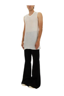 Rick Owens men’s basic white sleeveless top with relaxed fit and translucent gradient detailing
