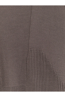 A close-up of a taupe ribbed texture on the rick owens men’s virgin wool sweater grey showing subtle seam detail