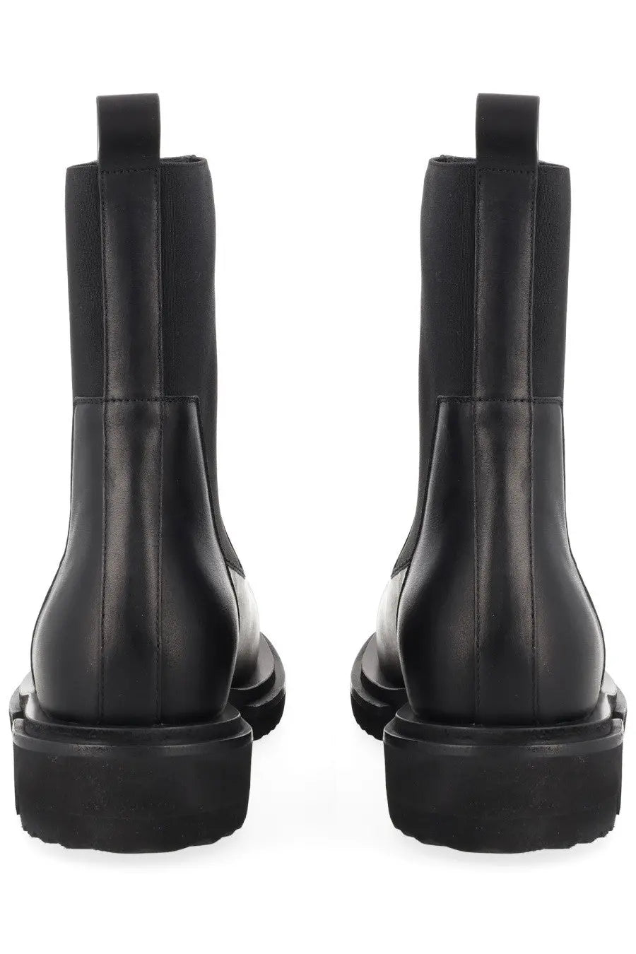 Rick Owens women’s boot Beatle Gabe black leather Chelsea boots with thick chunky soles and elastic side panels