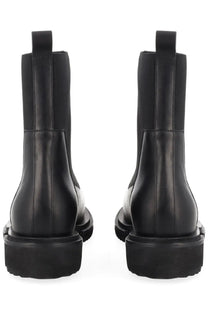 Rick Owens women’s boot Beatle Gabe black leather Chelsea boots with thick chunky soles and elastic side panels
