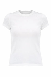 Rick Owens women’s white short-sleeved crew neck t-shirt made of soft cotton fabric for casual wear