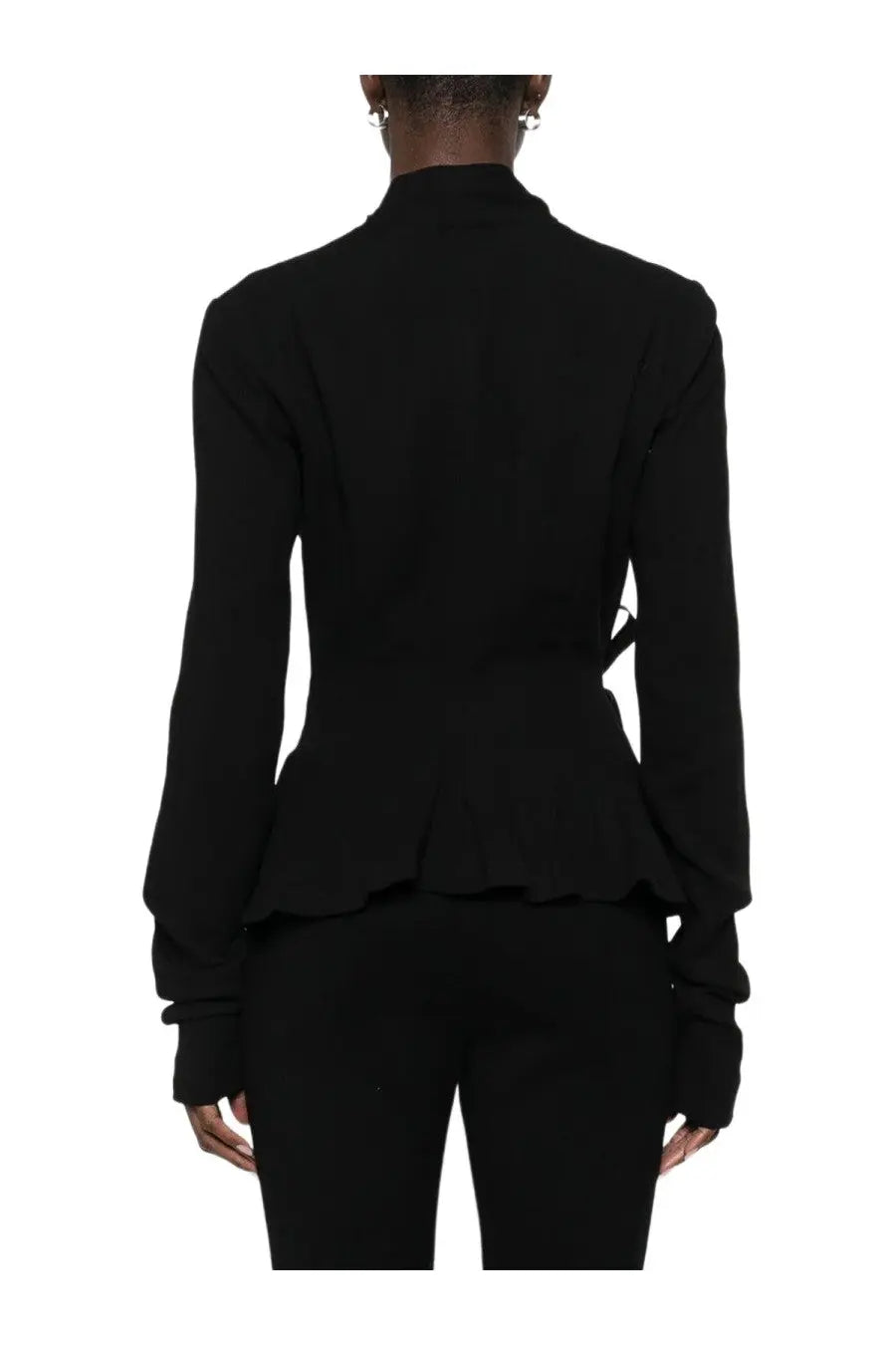 Rick Owens women’s Hollywood jacket black peplum blazer with long sleeves and high neckline