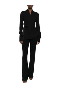 Rick Owens women’s Hollywood jacket black wrap-style blazer with long sleeves and belted waist