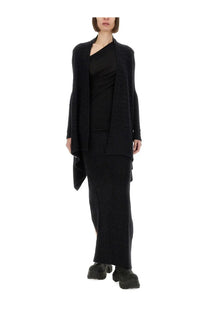 Rick Owens women’s black knitted cardigan with textured fabric asymmetrical hem and draped front design