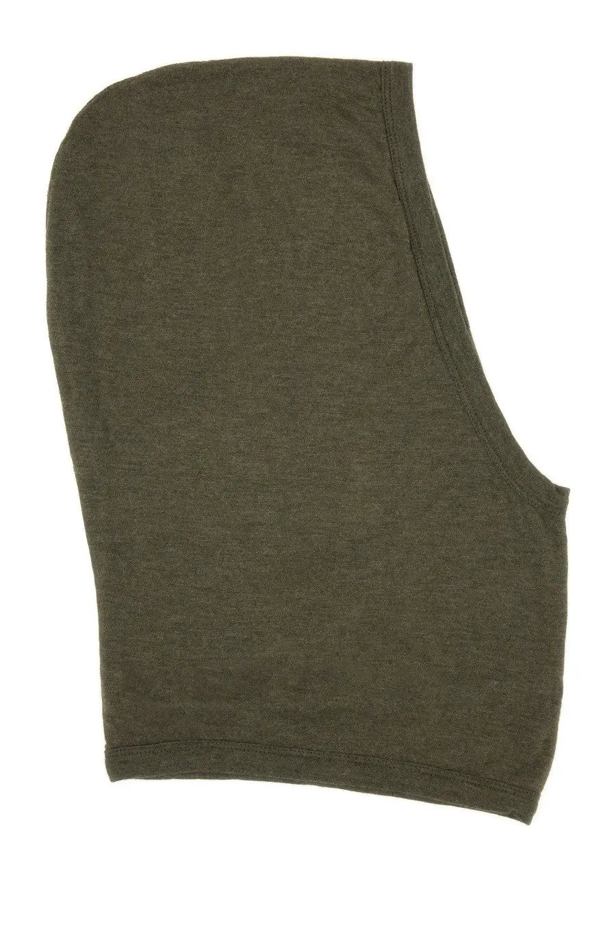 Rick Owens women’s knitted hood in olive green with soft textured knit fabric and seamless construction