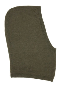 Rick Owens women’s knitted hood in olive green with soft textured knit fabric and seamless construction