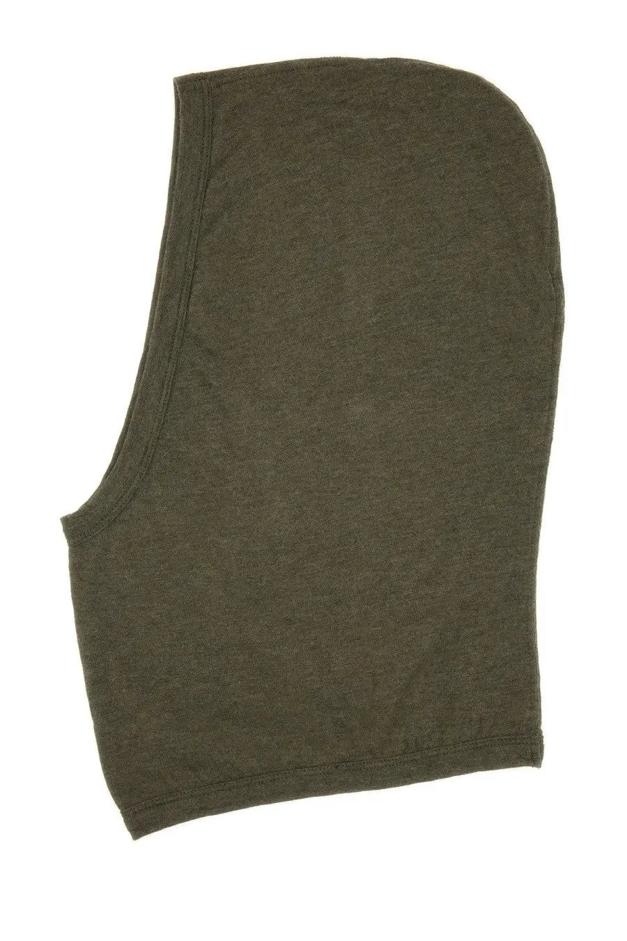 Rick Owens women’s knitted hood in olive green featuring soft textured fabric and seamless knit construction