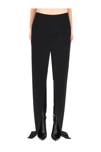 Rick Owens women’s black long skirt with high-waisted sleek straight-leg trousers and subtle outer side slits