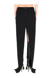 Rick Owens women’s long skirt black high-waisted with front slit and zipper closure in a sleek fabric