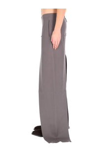 Rick Owens women’s long skirt grey with gray wide-leg trousers style high waist side slit and subtle front pocket detailing