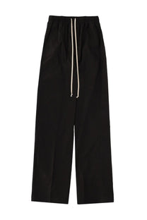 Rick owens women’s pants dietrich black wide-leg trousers with drawstring waistband and off-white cord detail