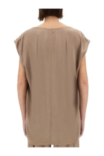 Beige sleeveless rick owens women’s shirt dylan with relaxed fit and subtle vertical seam on the back