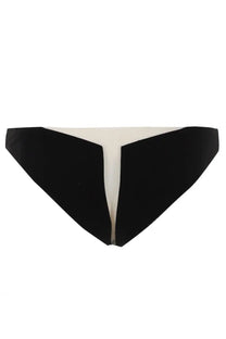 Black and white triangle-cut bikini bottom with minimalist design from rick owens slip livy collection female swimwear