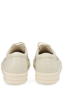 Rick Owens women’s sneaker vintage sneaks white cream leather with chunky white rubber sole and subtle side perforations