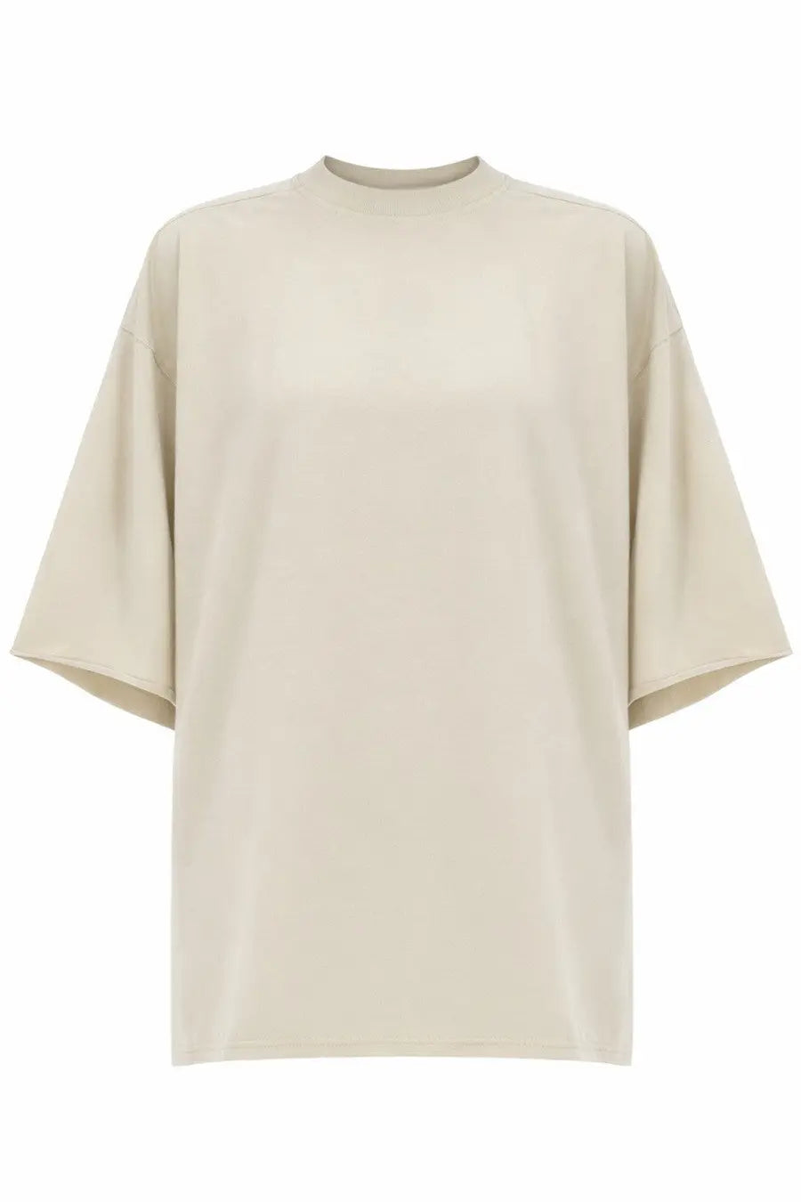 Beige oversized crewneck t-shirt with relaxed fit and short sleeves from Rick Owens women’s tommy shirt pink collection