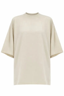 Beige oversized crewneck t-shirt with relaxed fit and short sleeves from Rick Owens women’s tommy shirt pink collection