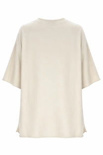 Rick Owens women’s tommy shirt pink cream-colored oversized t-shirt with relaxed fit and short sleeves