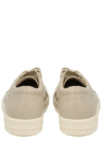 Beige leather low-top sneakers with white rubber sole and matching laces from Rick Owens women’s vintage sneaks