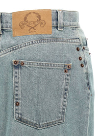 Moschino Rivets Denim Skirt Blue