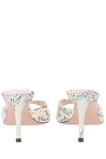 Roberto festa women’s boa liz écolleté white and gray snake-print leather mules with high stiletto heel