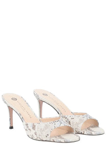Roberto Festa women’s boa liz écolleté shoe with white and gray snake-print leather and slender heel