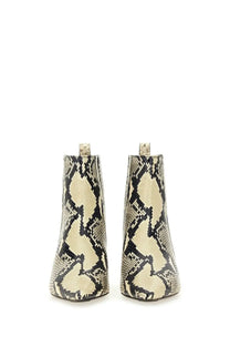 Roberto Festa women’s ankle boots in cream and black snake-print leather with a stylish pattern and rounded toe
