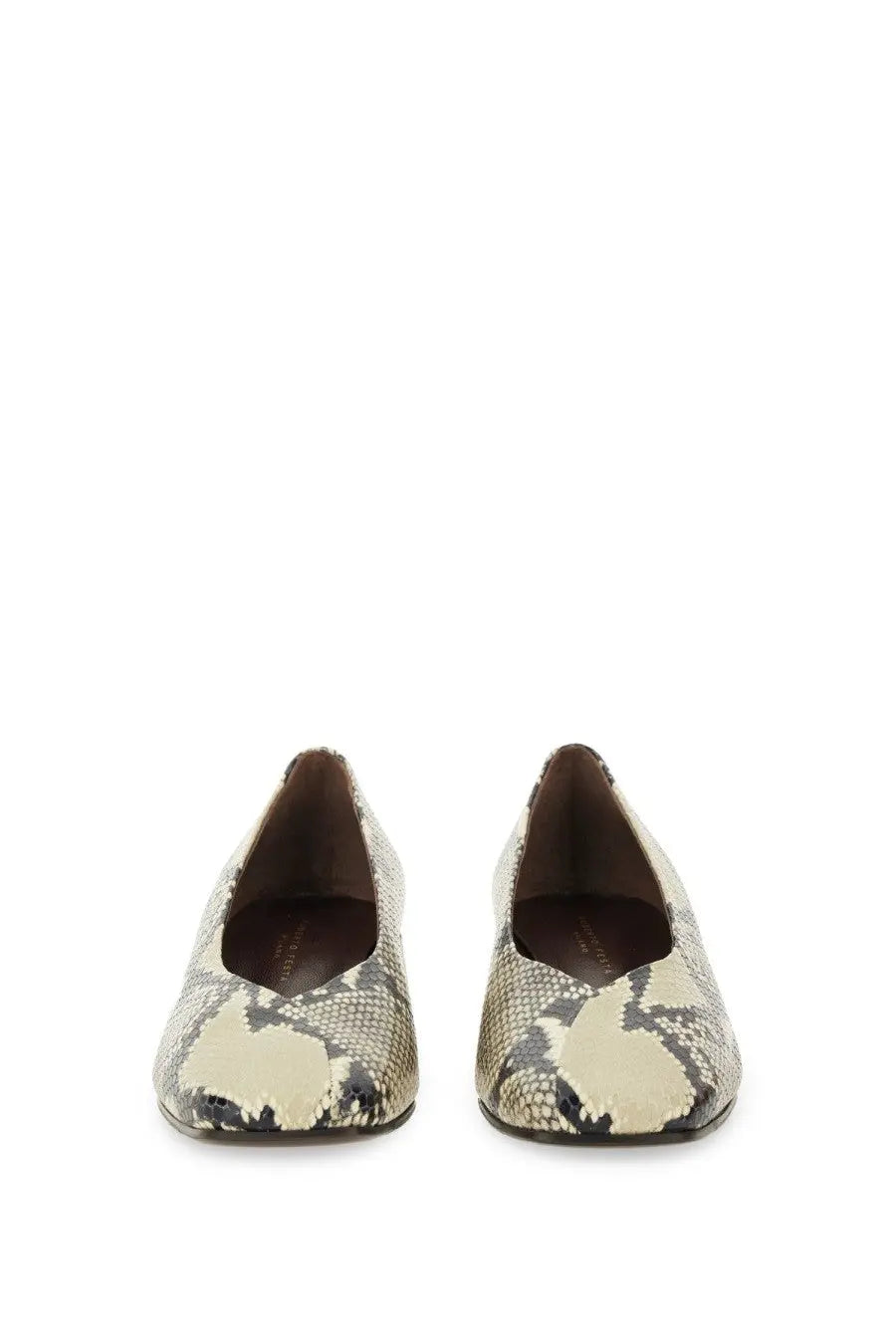 Roberto Festa women’s écolleté vina pattern beige and black snake-print leather ballet flats