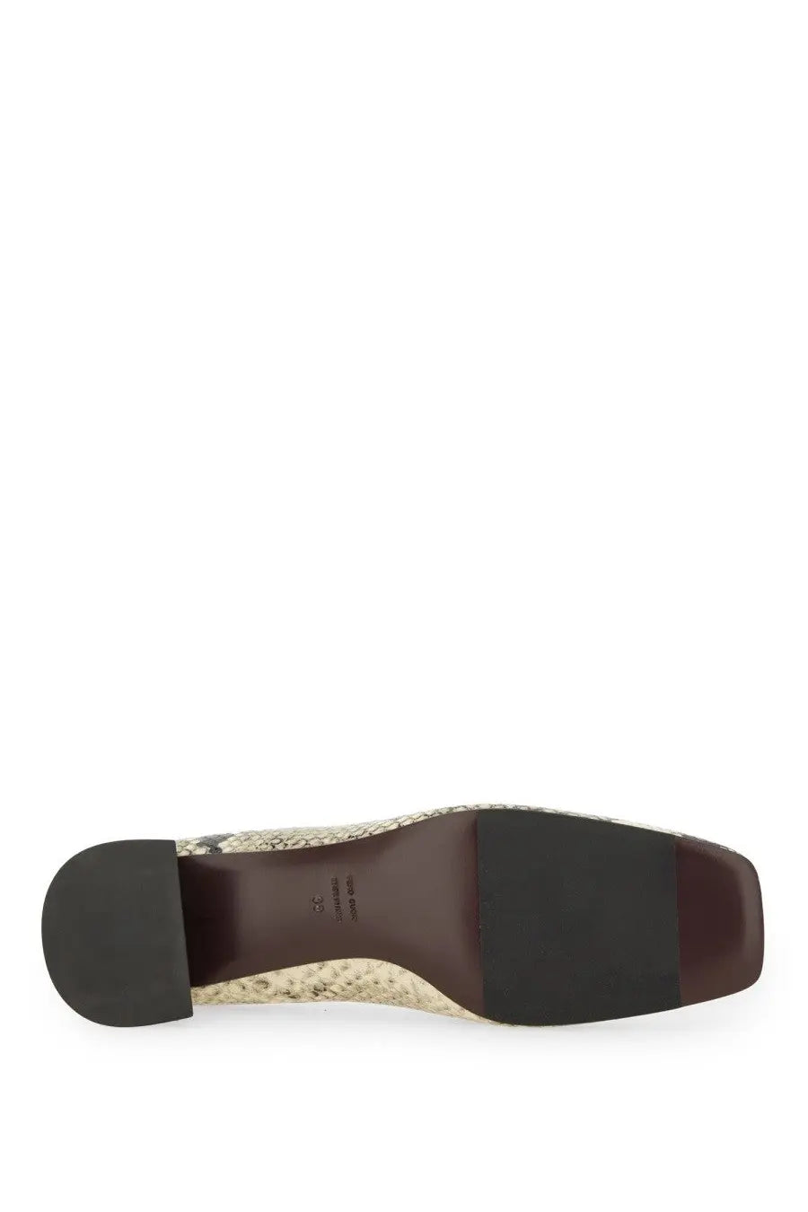 Beige snake-print square-heeled pump with black rubber sole from roberto festa womens écolleté vina pattern collection