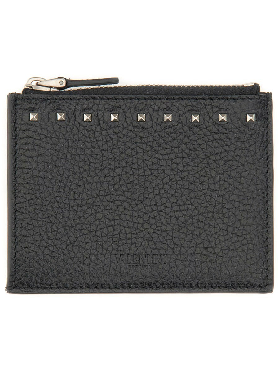 Valentino Men's Rockstud Card Holder Black