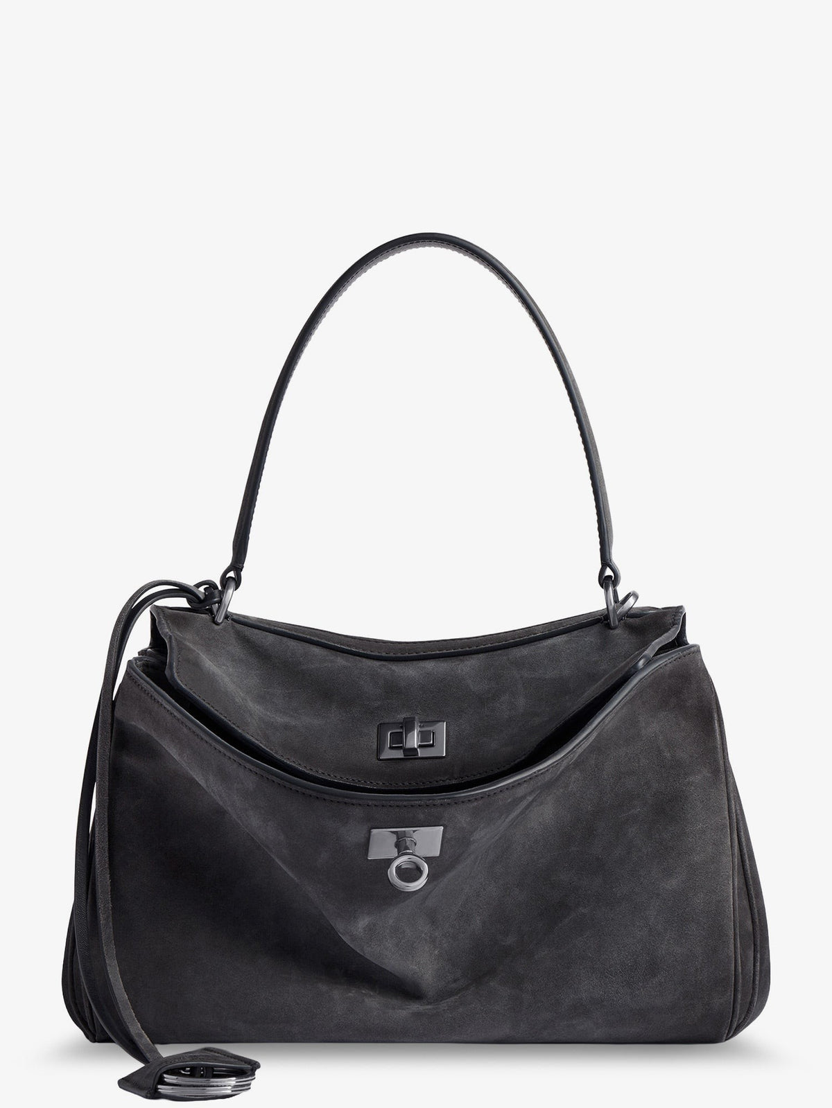 Balenciaga Women's Rodeo Suede Crossbody Bag Grey