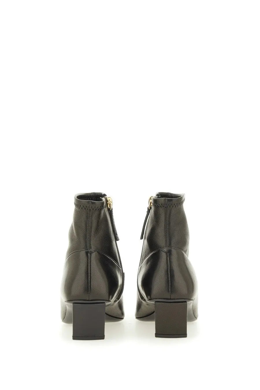 Roger Vivier women’s Belle Vivier black leather ankle boots with glossy finish and block heels
