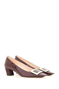 Roger vivier women’s belle vivier red patent leather pumps with burgundy color and square buckle detail