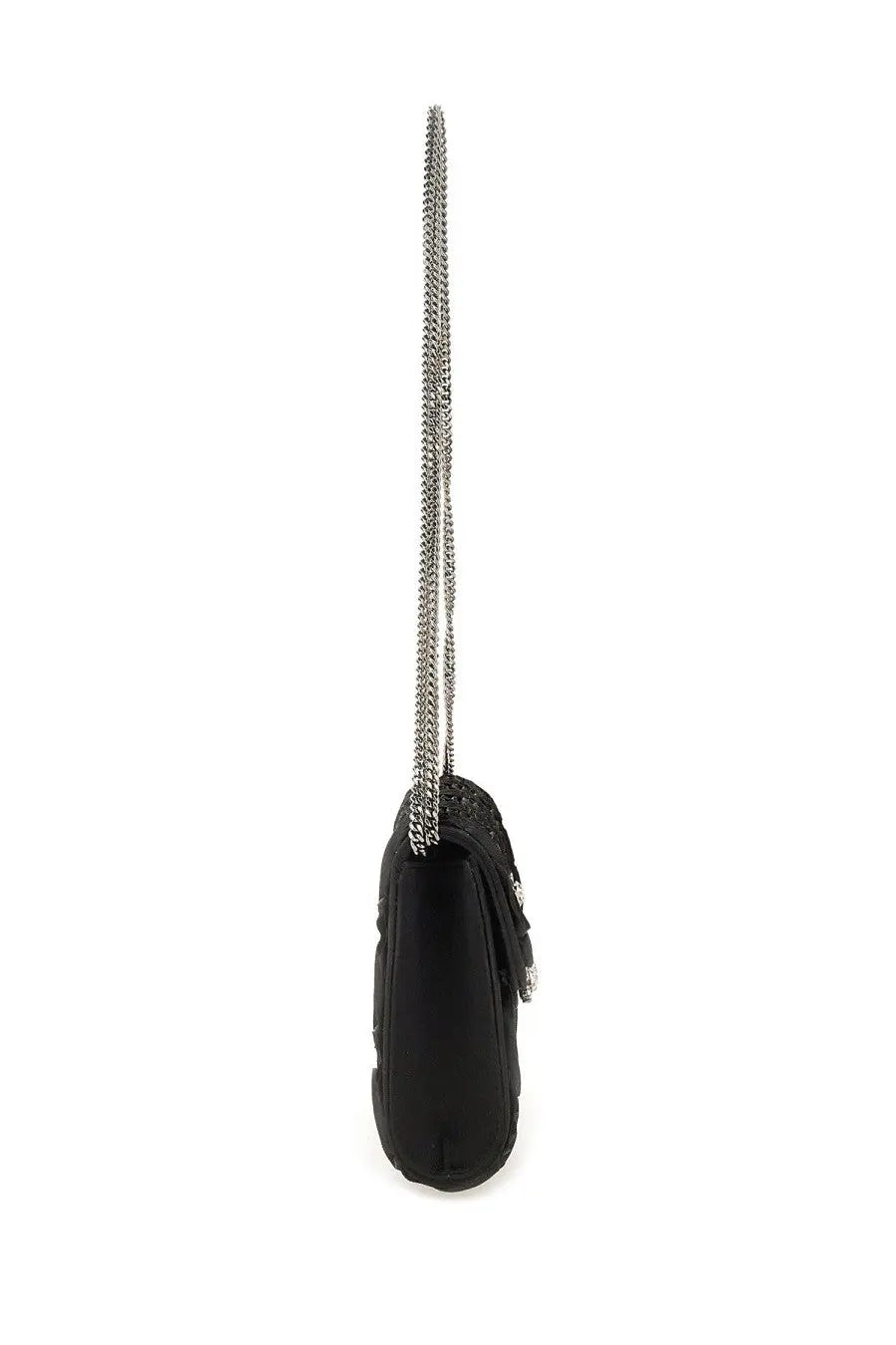 Roger vivier women’s black quilted leather clutch bag with silver chain strap and decorative embellishments