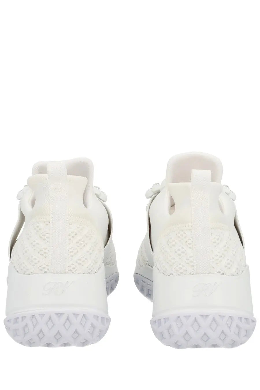 Roger Vivier women’s Vivrun sneaker white features white Nike Air Max 270 with breathable mesh upper and rubber outsole