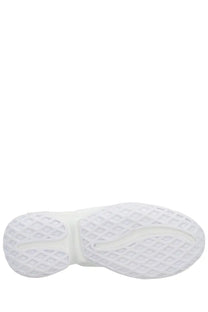 White rubber sole with grid tread pattern and smooth edges on roger vivier women’s vivrun sneaker white