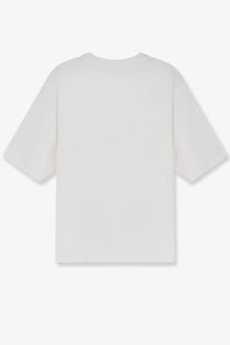 White oversized relaxed fit short sleeve shirt for women made from cotton blend by rohe