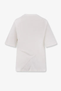 Rohe women’s cotton shirt white minimalist short-sleeved top with relaxed fit and subtle diagonal seam detail