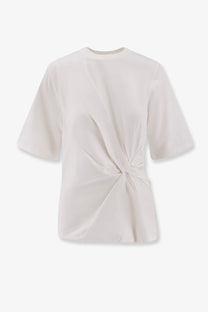 Off-white Rohe women’s cotton short-sleeved top with a central knot detail at the front