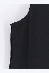 Black sleeveless top with smooth linen and silk blend fabric and clean shoulder seam stitching from rohe women’s hourglass dress