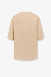 Beige oversized t-shirt with soft textured fabric and relaxed fit from rohe women’s linen shirt white collection
