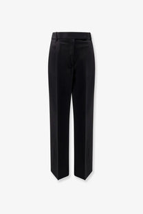 Rohe women’s midwaist black wool blend trousers with high-waisted straight-leg tailored fit