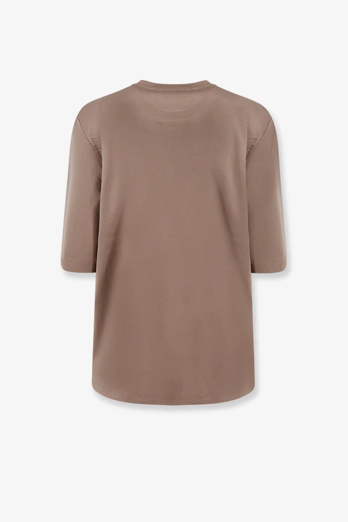 Rohe women’s beige oversized t-shirt with relaxed fit three-quarter sleeves made of modal and silk blend