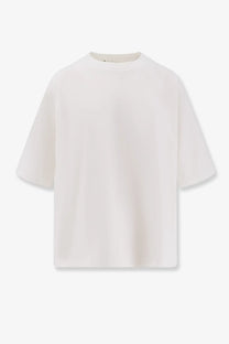Rohe womens organic cotton shirt white minimalist off-white crewneck t-shirt with relaxed oversized fit and short sleeves