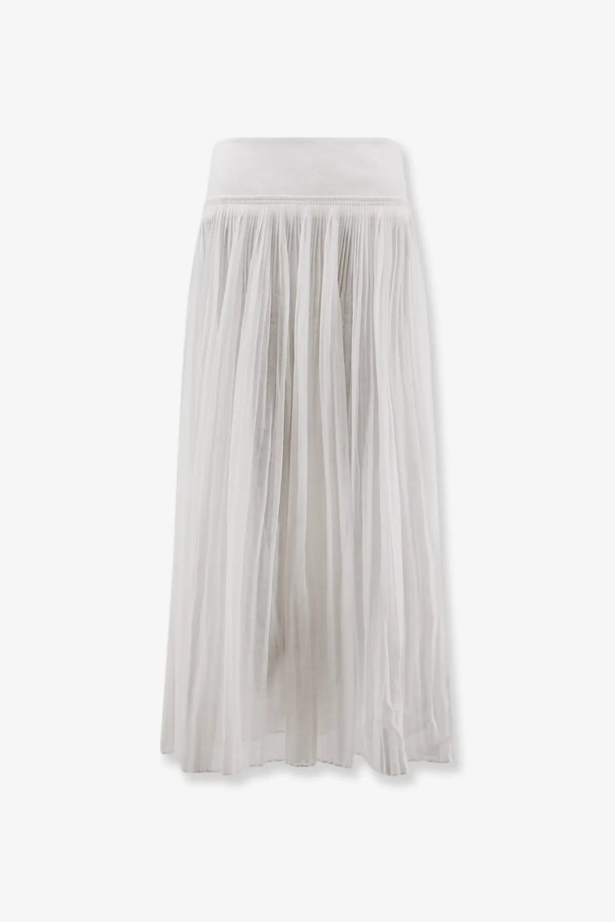 Rohe womens pleated cotton skirt white flowing white pleated midi skirt with lightweight fabric and elastic waistband