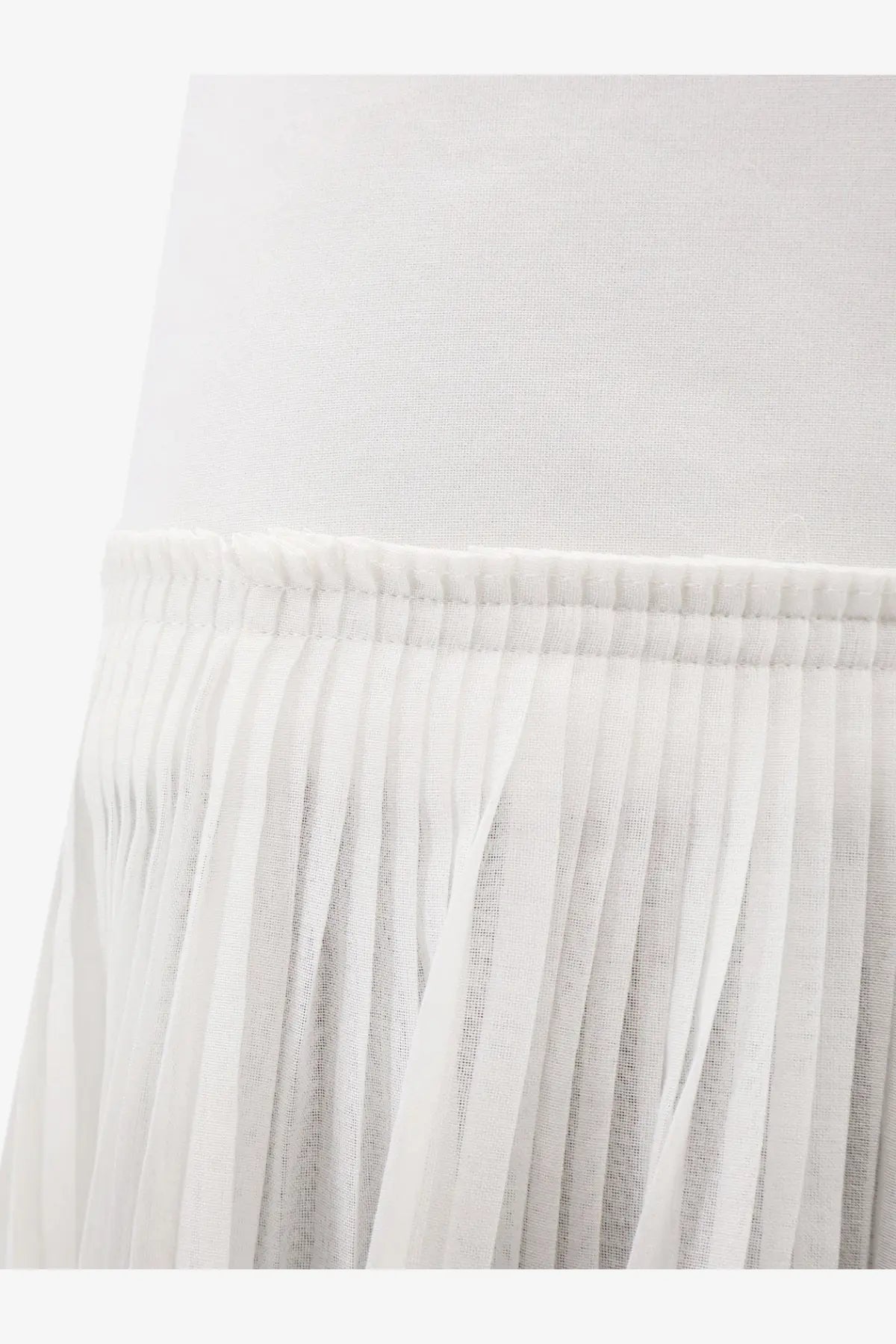Rohe womens pleated cotton skirt white with soft flowing fabric and elastic waistband