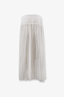 Rohe women’s pleated cotton skirt white with flowing sheer fabric and elastic waistband for comfortable fit