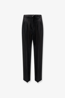 Rohe women’s relaxed black satin trousers with drawstring waistband and subtle pleats for comfortable wear